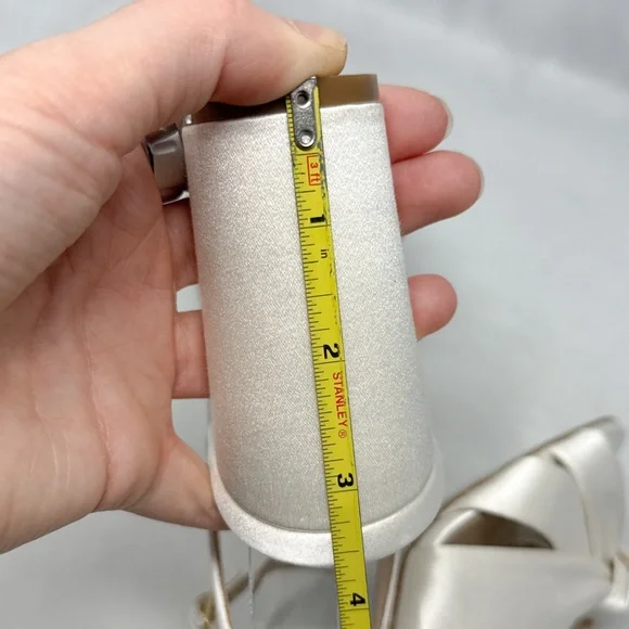 Aquazzura Nina 85 Silk Satin Knot Ankle Strap Block Heel Sandals Bridal White - Picture 14 of 16